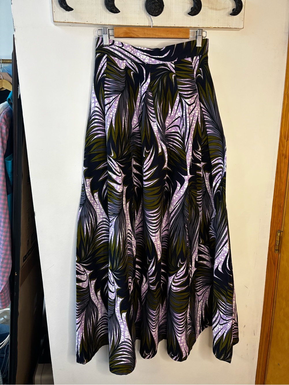 Francis + Benedict Cotton Leaf Printed Full Maxi Skirt